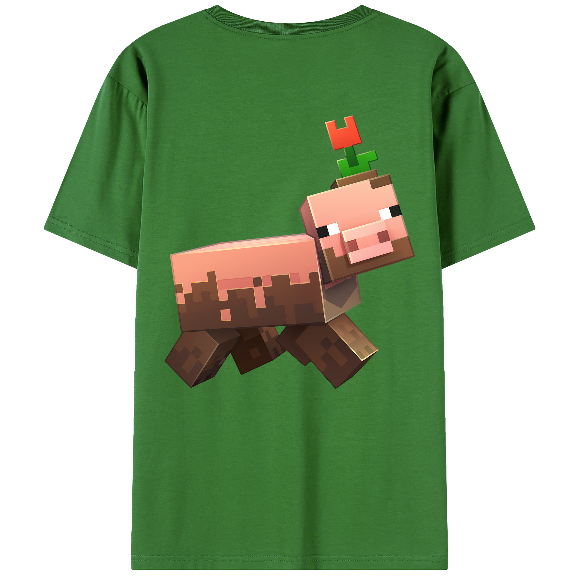 （画像用） マインクラフト ブロックの世界 Minecraft MC Block world レディース半袖Tシャツ(バックプリント)